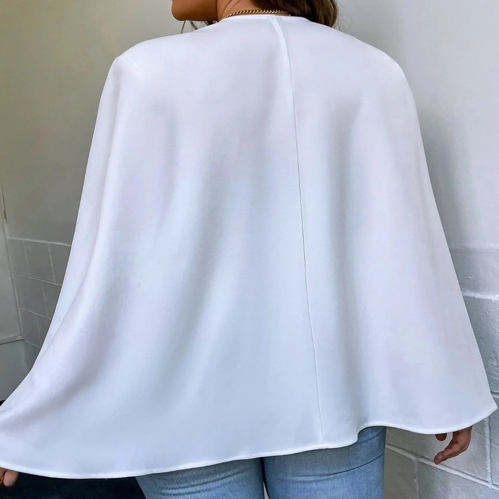 Classic White Cape Work Office Blazer - Picture 6 of 7